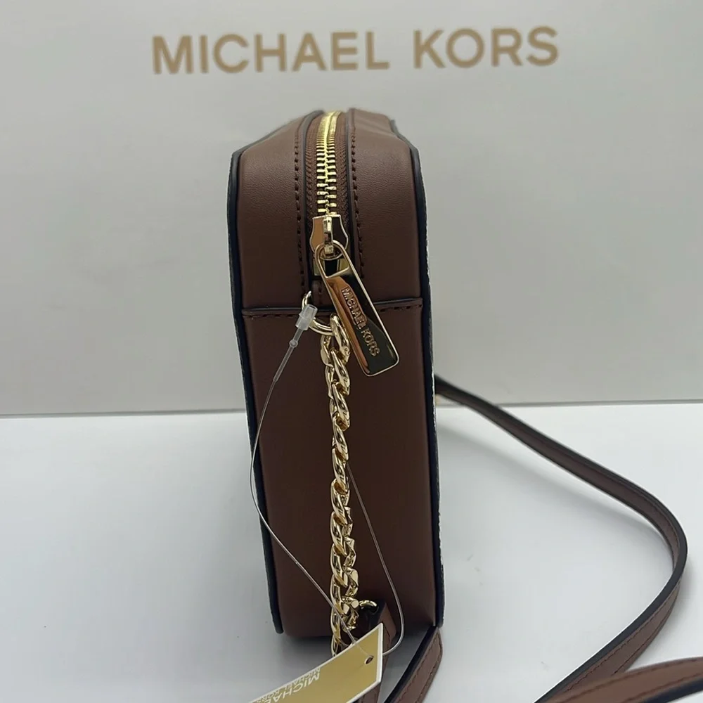 MICHAEL KORS Jet Set Large East West Zip Printed Logo Crossbody Bag Luggage  NWT